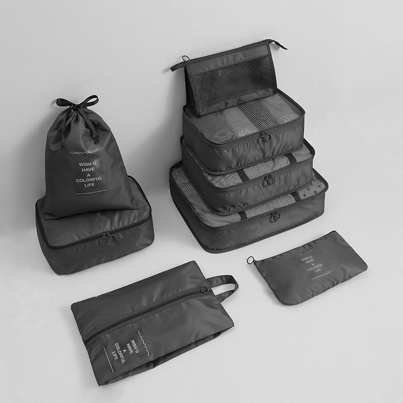 Travel Buggy Bag Eight-Piece Set Clothes Finishing Packing Bag Clothing Storage Bag Travel 6 7 8 Pieces Storage Set