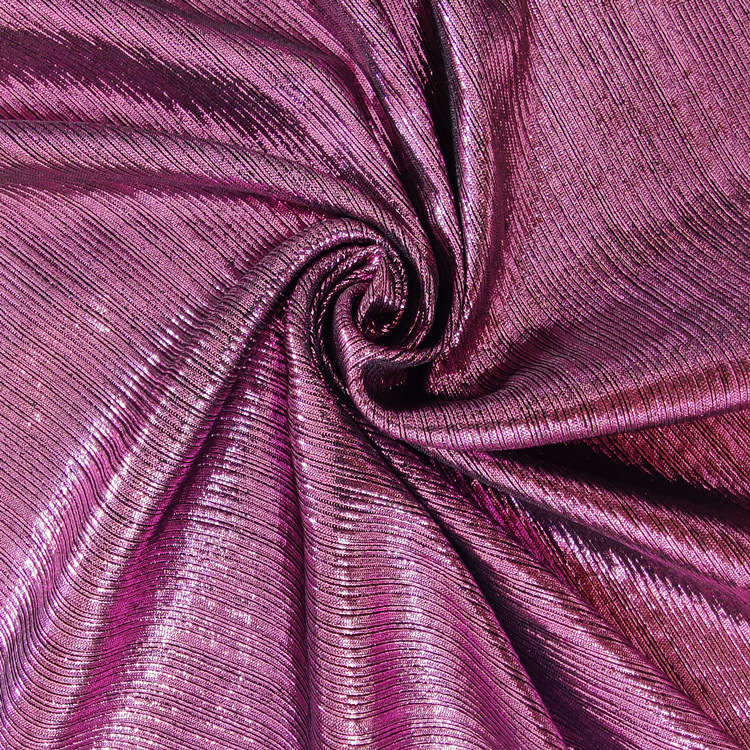 针织烫金涂层扇形绉 裙子面料 四面弹折绉 烫金涂层 女装半裙面料