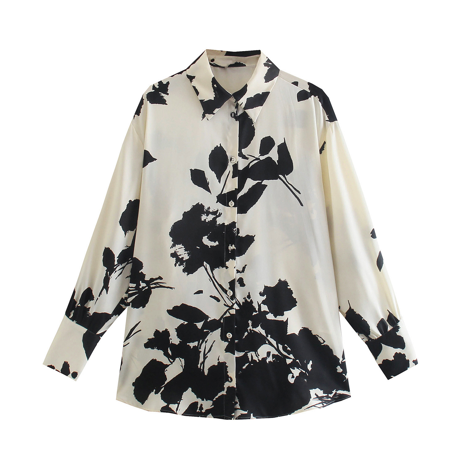 欧美黑白长袖衬衫图片