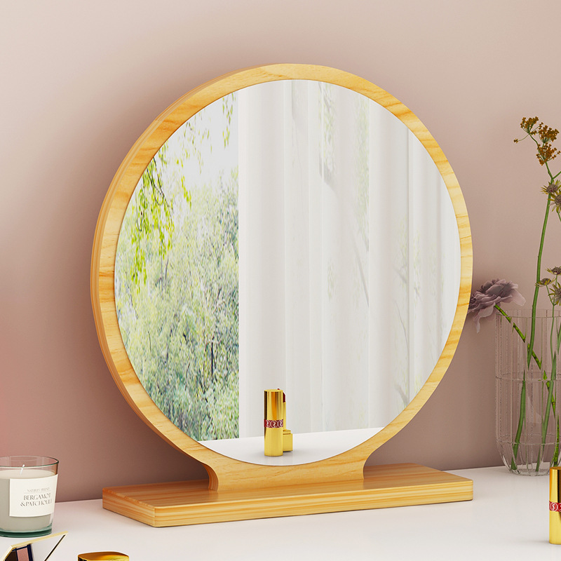 现代简约高清梳妆镜仙女圆形化妆镜桌面镜宿舍寝室台式化妆台镜子