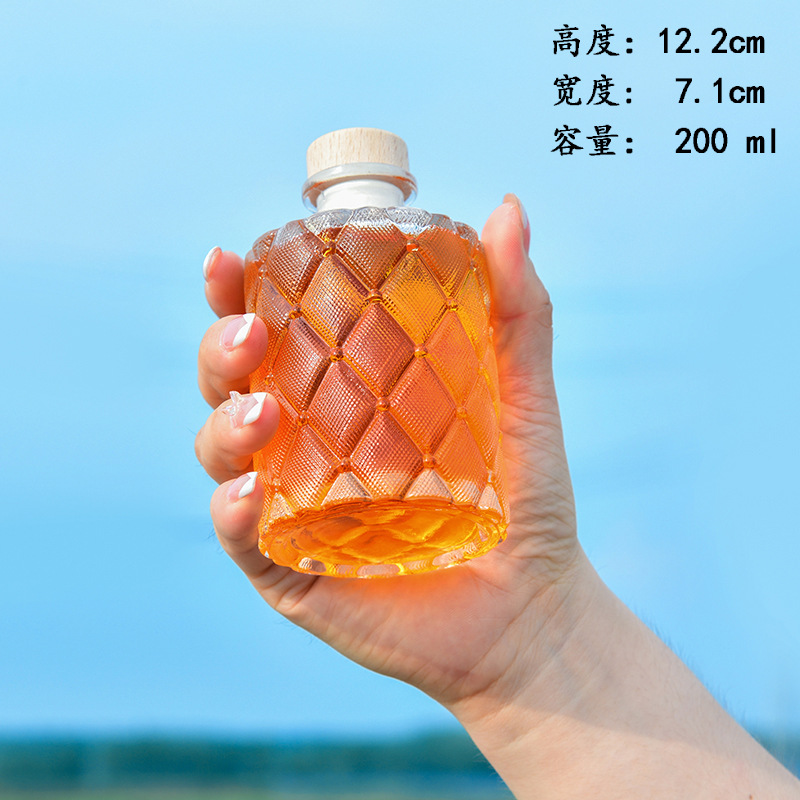 INS Diamond Pattern Small Bottle Nice Small Liquor Bottle Cold Brewed Coffee Sub-Pack Small Liquor Jar Drinks Sealed Bottle