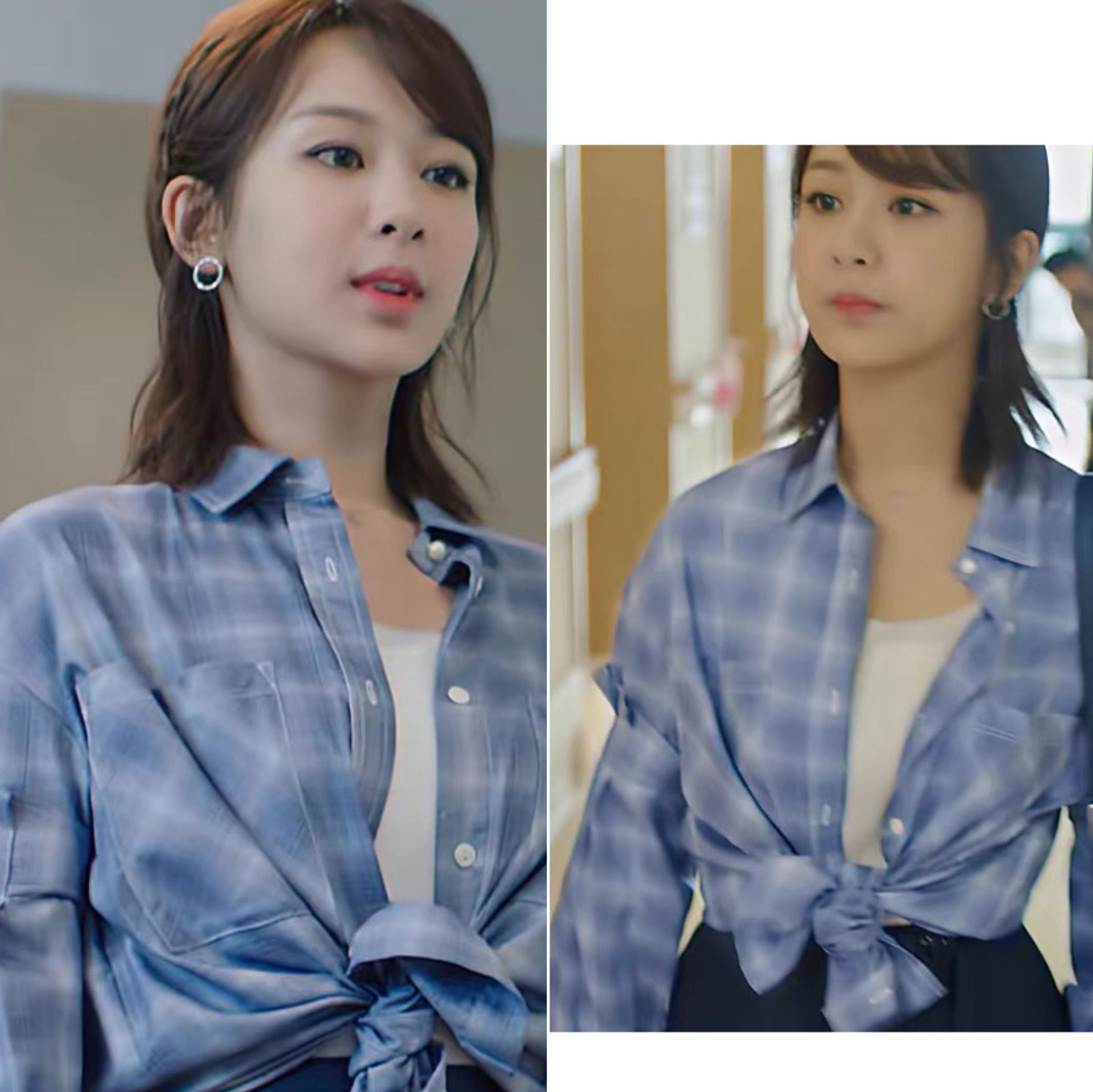 格子衬衣明星图片