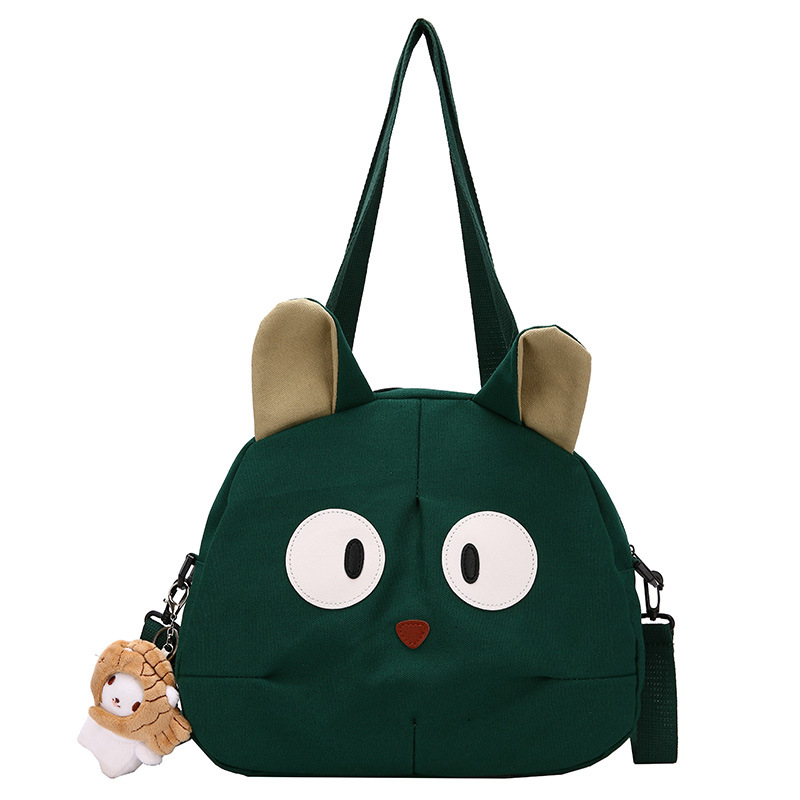 Women's Canvas Shoulder Bag Korean Style Large Capacity Shoulder Bag Student Handheld Portable Bag Crossbody Bag Cute Tuition Bag
