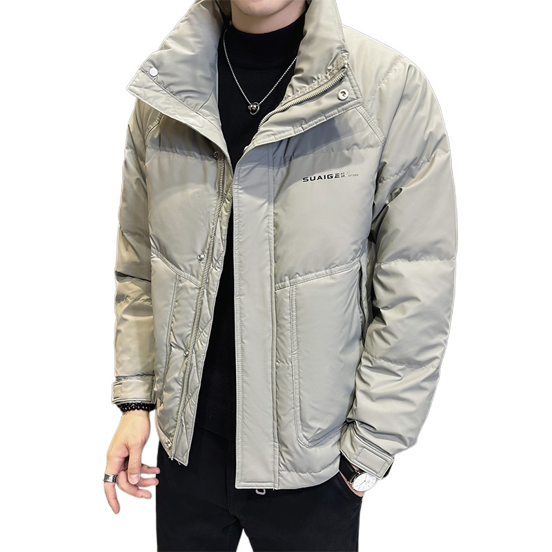 Down Jacket Men's 2023 Winter New Men's Clothing Coat Short Stand Collar White Duck down Thick Warm Jacket