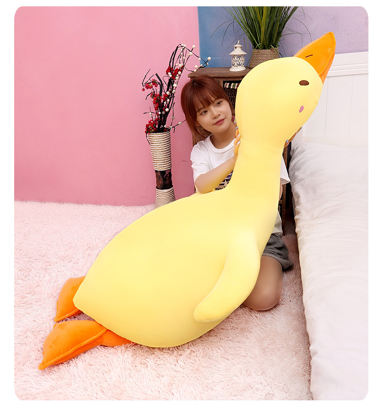 厂家批发网红沙雕鸭抱枕羽绒棉小鸭子公仔毛绒玩具小黄鸭安抚靠枕