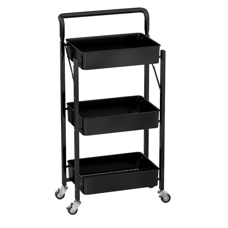 Installation-Free Folding Kitchen Storage Rack Floor Multi-Layer Vegetable Basket Baby Products Storage Rack Trolley Movable