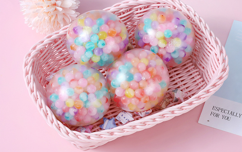 网红解压发泄彩虹球捏捏乐学生儿童玩具球挤压爆珠趣玩小彩球