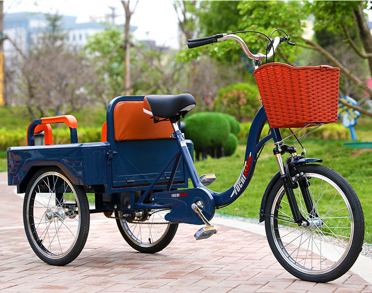 新款中老年三轮车成人休闲代步车脚蹬脚踏带人载货人力三轮车健身