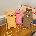 春夏新款儿童包包可爱卡通毛线针织斜挎包毛绒编织单肩包零钱包包