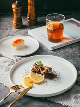 北欧陶瓷西餐盘牛排盘 创意网红西式早餐盘平盘 白色家用菜盘碟达