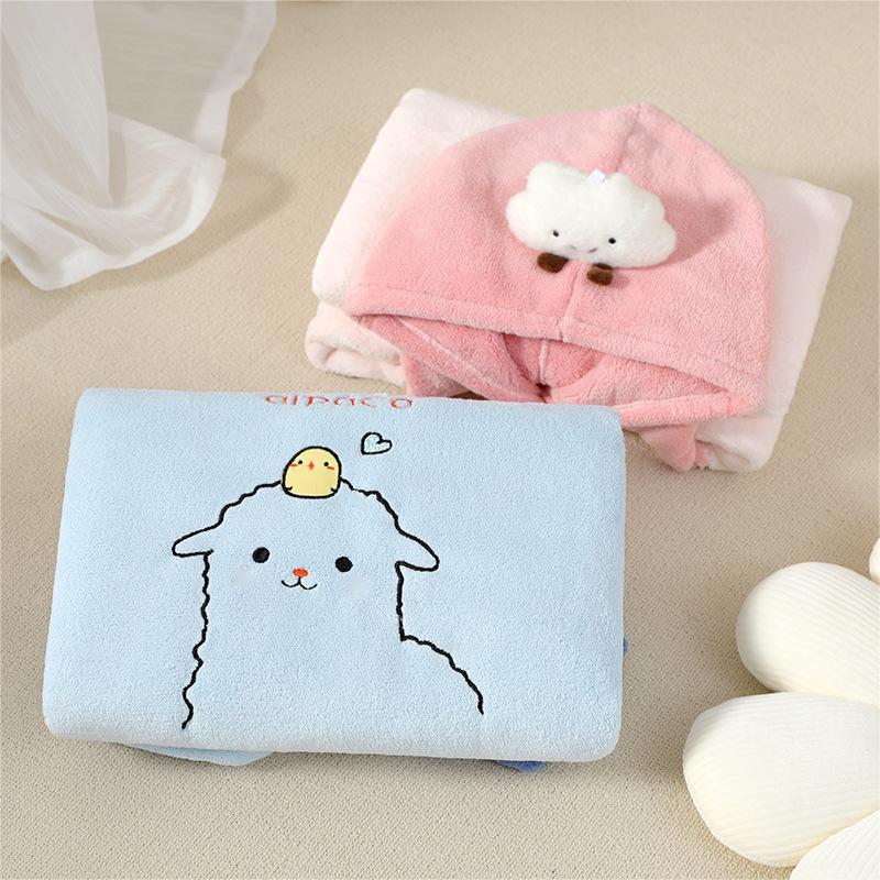 Cartoon Children's Bath Towel Cape Hooded Cute Thickening Bath Swimming Soft Water-Absorbing Quick-Drying Wearable Hooded Bathrobe