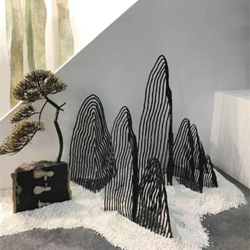 中式铁艺摆件假山花园雕塑家居客厅卧室走廊酒店会所金属装饰品