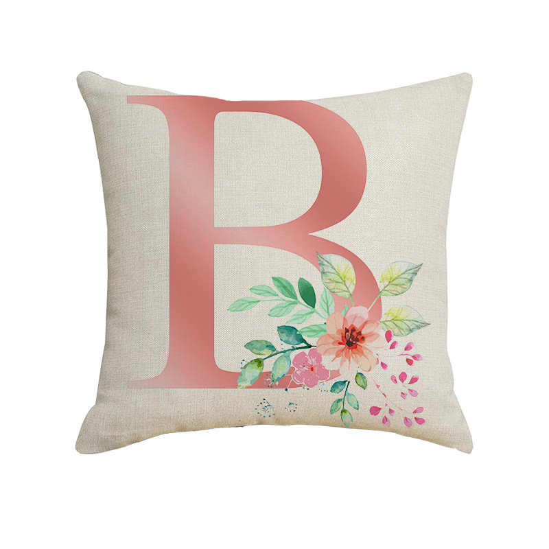 New Cross-Border Hot Selling Fresh Letters Series Pillow Cover Office Sofas Living Room Decoration Linen Cushion Cover