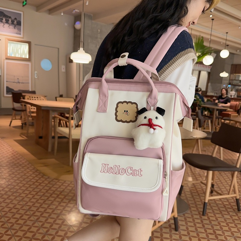 Backpack Female Ins Trendy Japanese Harajuku Style Cool Contrast Color Student Schoolbag Casual Simple Small Backpack