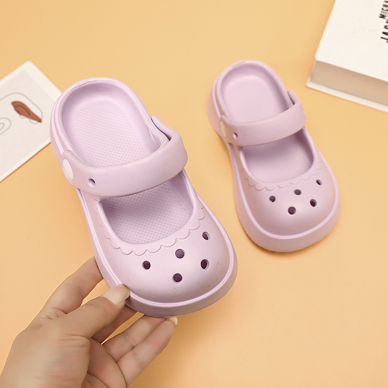 Girls' Slipper Summer Children's Slip-on Closed Toe Hole Shoes Cute Parent-Child Non-Slip Sandals for Middle and Big Children and Girls