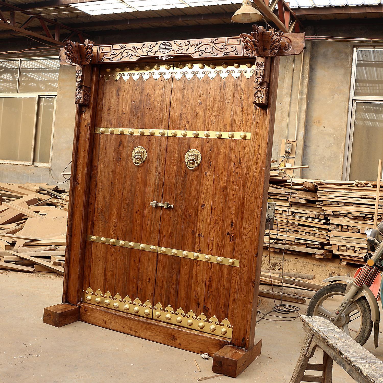 老榆木门楼 别墅茶楼会所山庄庭院进户门 仿古大门 古典大门定制