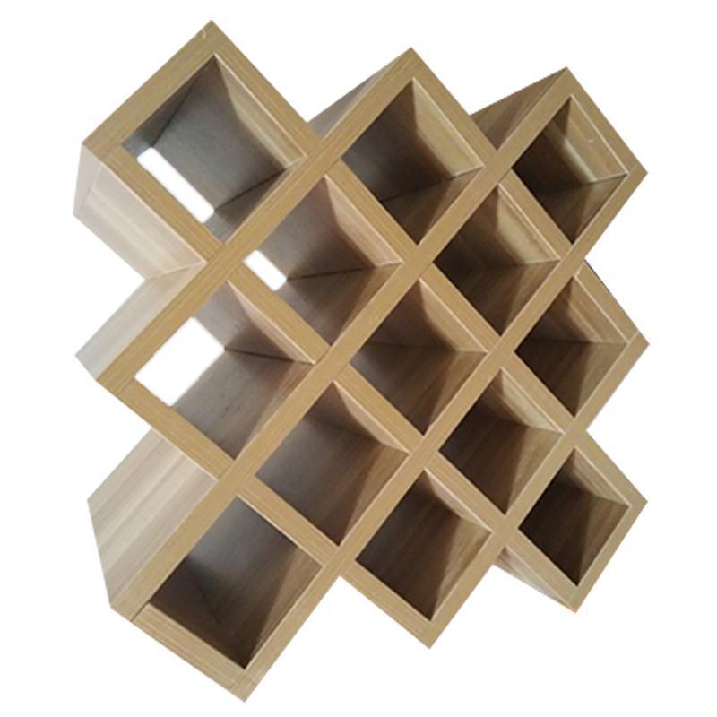 酒格家用红酒架免漆创意酒格交叉菱形格子酒架 实木展示格