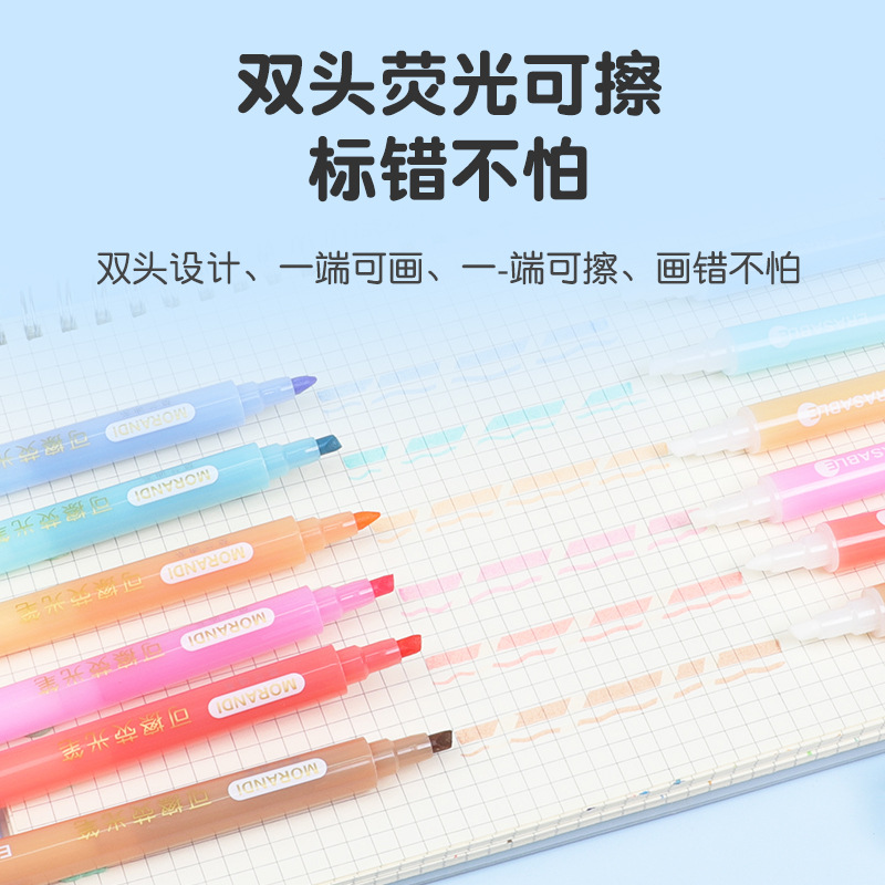 Tianhao Hd52 Morandi Double-Headed Erasable Eye Protection Fluorescent Pen Student Journal Key Mark Fluorescent Pen