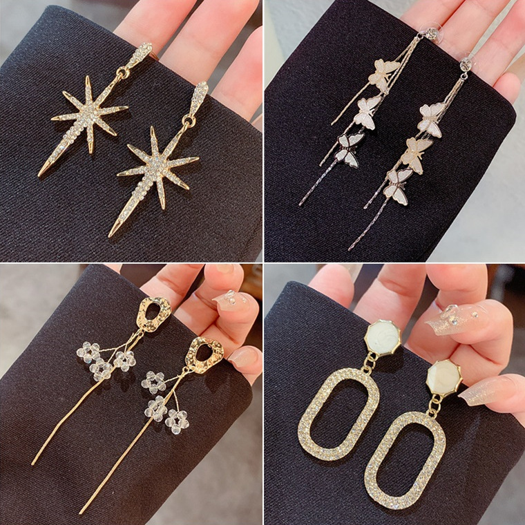 925 Silver Needle Fashion Personalized Unique Earrings High-Grade Tassel Earrings Female Temperament All-Match New Earrings Wholesale