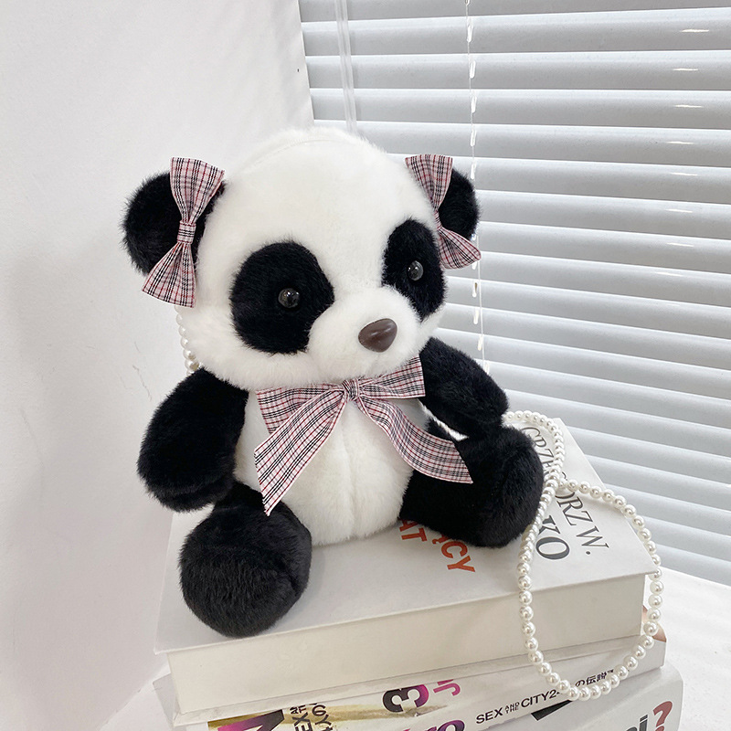 Cute National Treasure Panda Doll Female Shoulder Bag Crane Machines Gift Panda Bag Wholesale Cartoon Plush Crossbody Bag