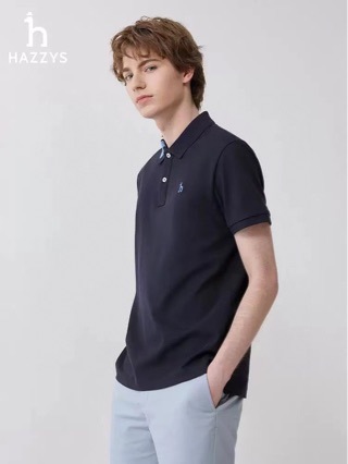 哈吉斯夏款男士纯色皇冠狗刺绣polo衫休闲短袖24年夏季官网新款