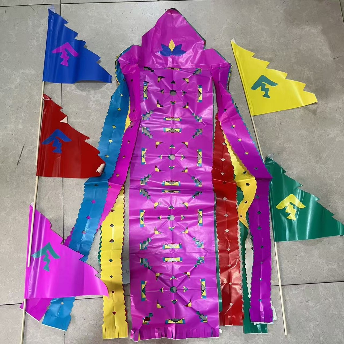 五色令旗五色幡纸旗纸幡三角旗