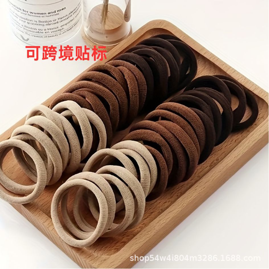 temu爆款4cm 黑色头绳无接缝毛巾圈扎头发皮套黑色高弹力橡皮筋