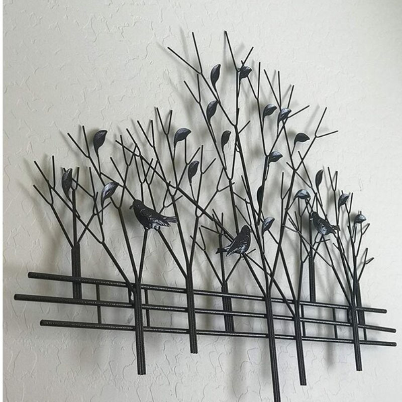 树枝上的鸟儿金属墙艺术剪影装饰画家居铁艺剪影金属装饰