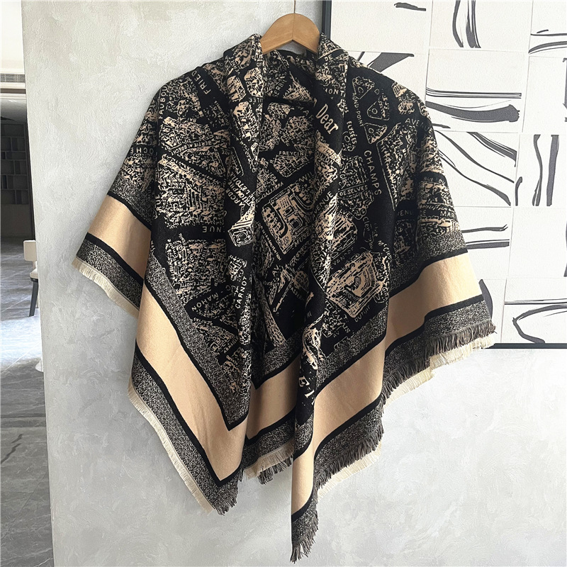 Women's Scarf Winter 2023 New Versatile Fashion Jacquard Square Scarf Korean Warm Scarf Cashmere-like Shawl Outer Match