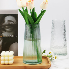 欧式玻璃花瓶ins风创意插花水养干花鲜花大口径透明花瓶客厅摆岚