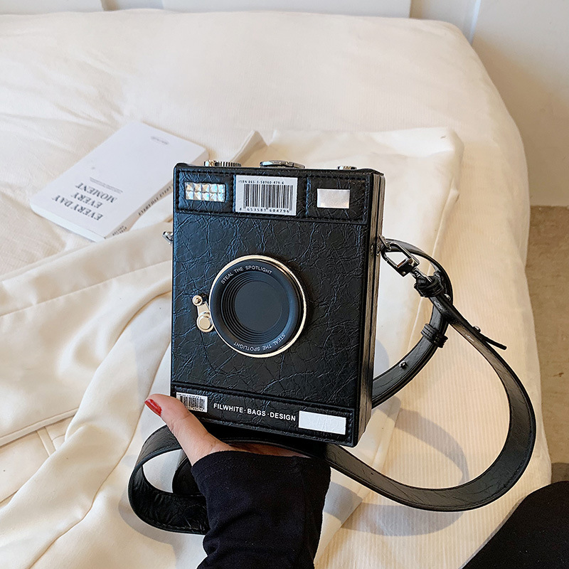 个性相机包包2023韩版时尚设计bag网红女士斜挎宽肩带盒子包跨境