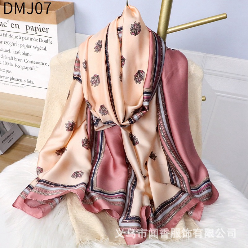 New TikTok Hot Selling Li Jin Satin Scarf Silk Scarf Women's All-Match Thin Autumn and Winter Decoration Scarf Outer Wear Cheongsam Shawl