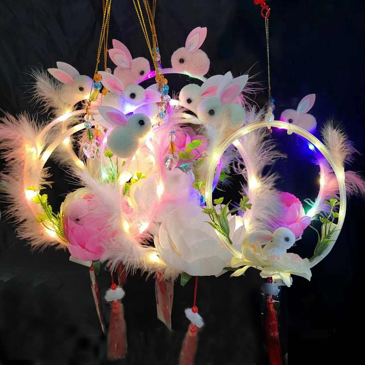 Children's Luminous Portable Lantern Night Market Stall Stall New Year Toy Push Children Spring Festival Gift Wholesale