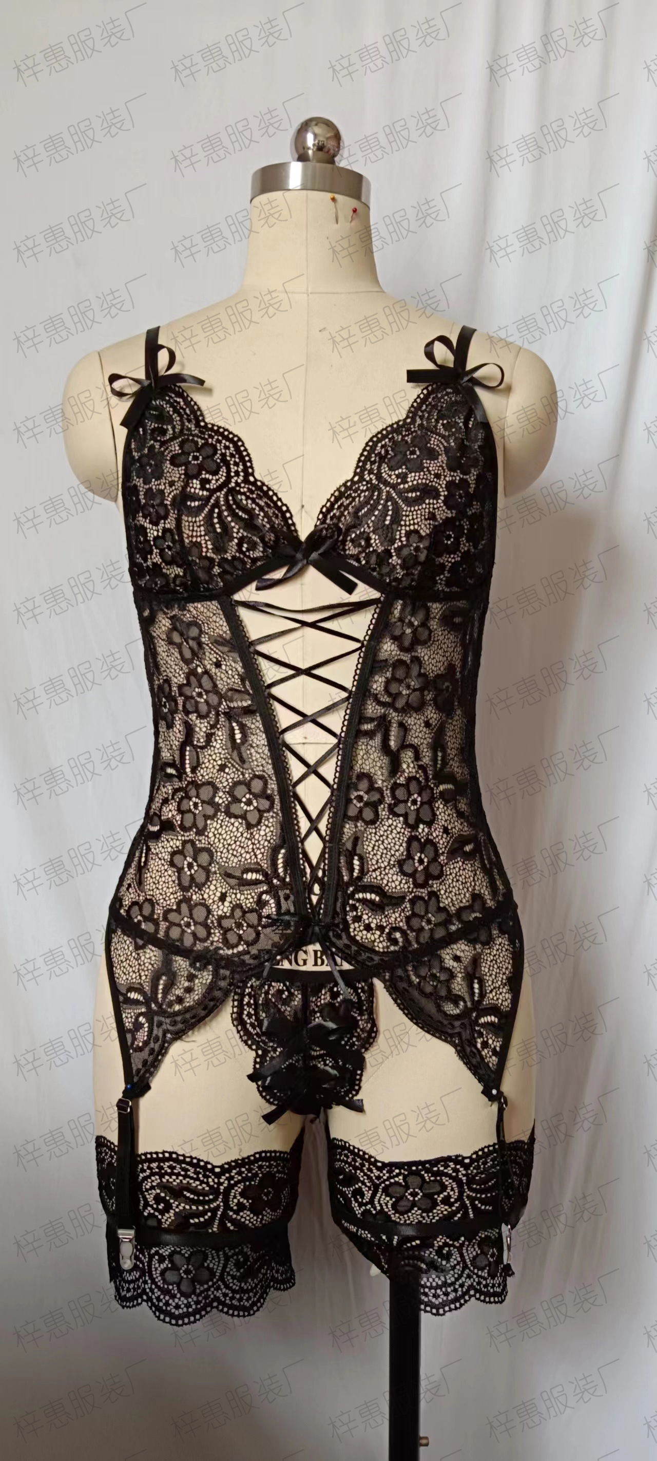 Foreign Trade European and American Style Sexy Underwear New Lace Sling Butterfly Sexy See-through Backless Wear Generation One-Piece Pajamas Wholesale