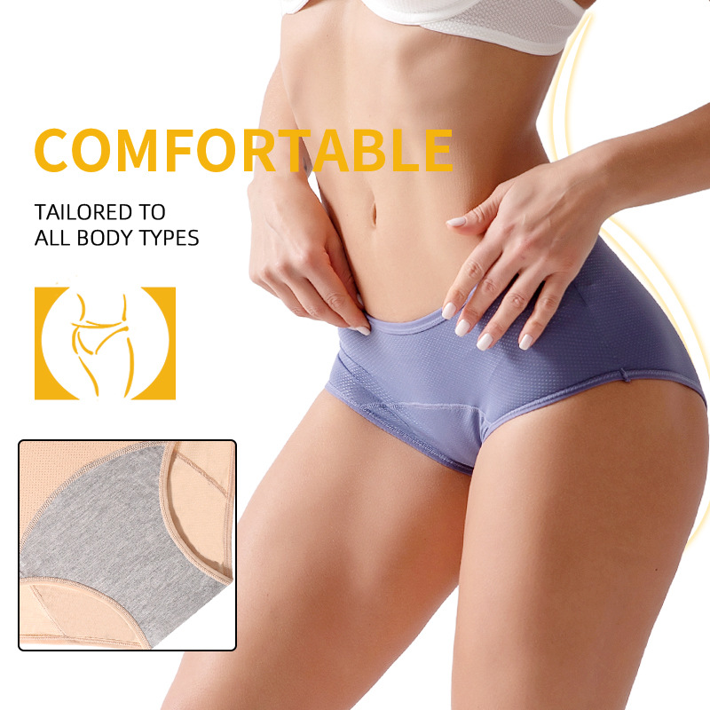 Large Size Foreign Trade Menstrual Panties Front and Rear Leak-Proof Menstrual Period Large Size Sanitary Pads Sanitary Panty Breathable Mid-High Waist Underwear for Women