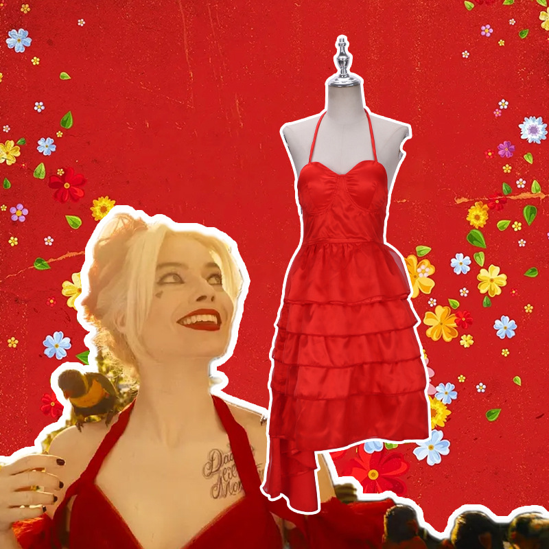 自杀小队2全员集结cos小丑女哈莉奎茵x特遣队红色连衣裙cosplay