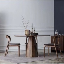 北欧创意休闲餐椅靠背椅家用简约餐桌椅新中式实木桌椅组合围椅