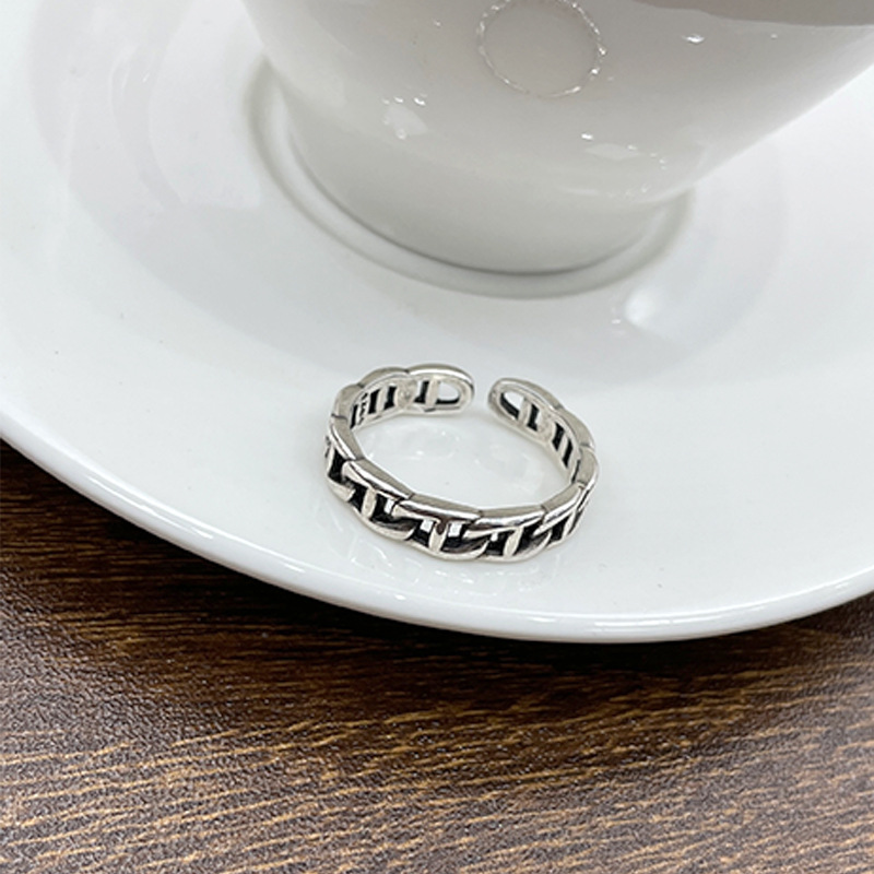 Zhiyun Pig Nose 925 Silver Ring Female Ins Style Simple Personality Hand Jewelry Trendy Open Ring Does Not Fade Niche