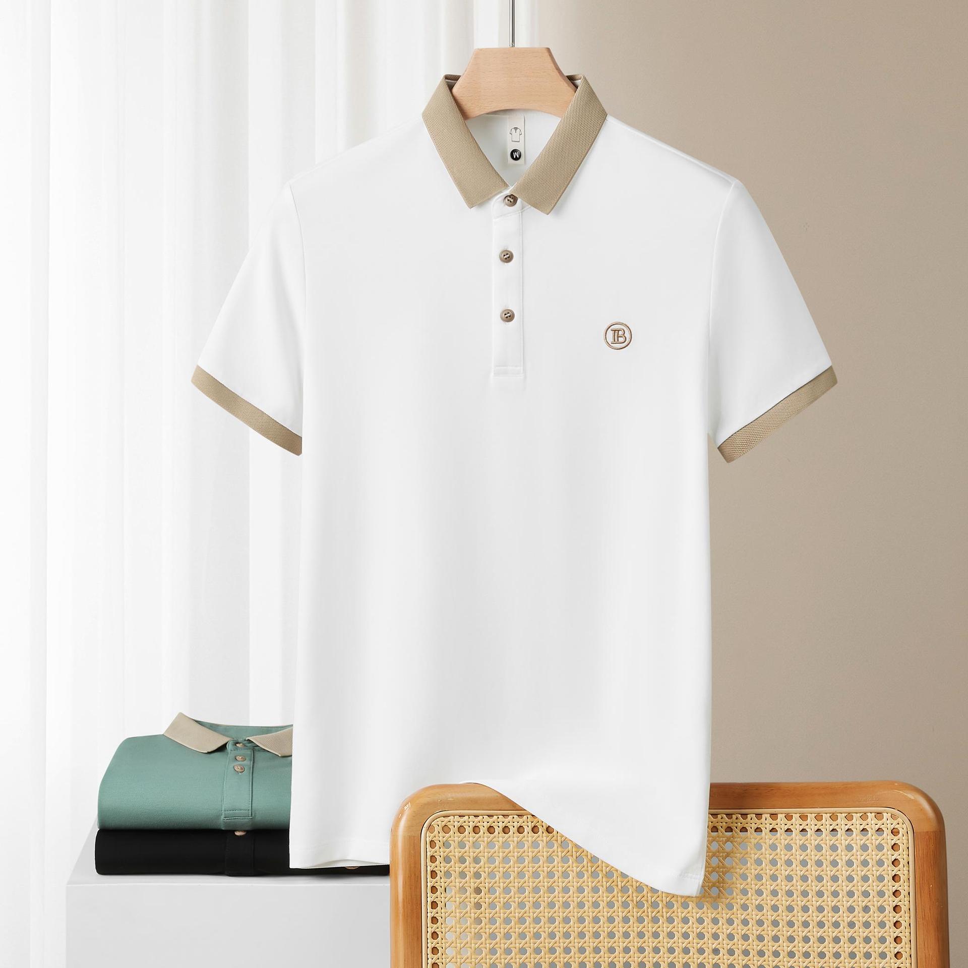 t高端商务polo衫男士短袖2024新款潮流t恤男夏季冰丝薄男装上衣服