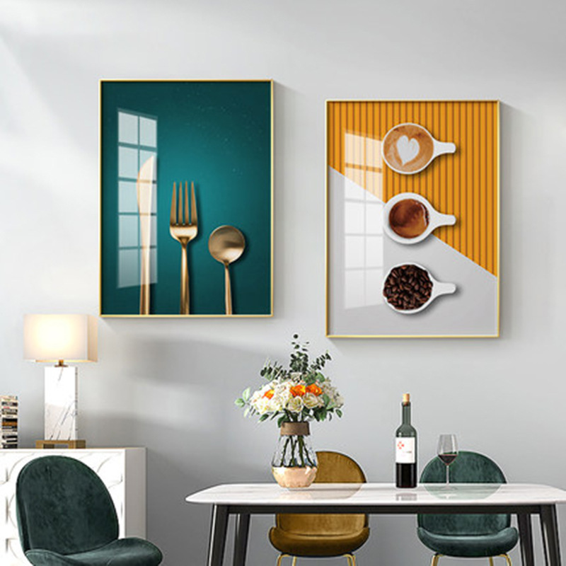 现代简约轻奢歺厅墙壁画餐厅墙面装饰画饭厅挂画酒杯餐桌背景墙画