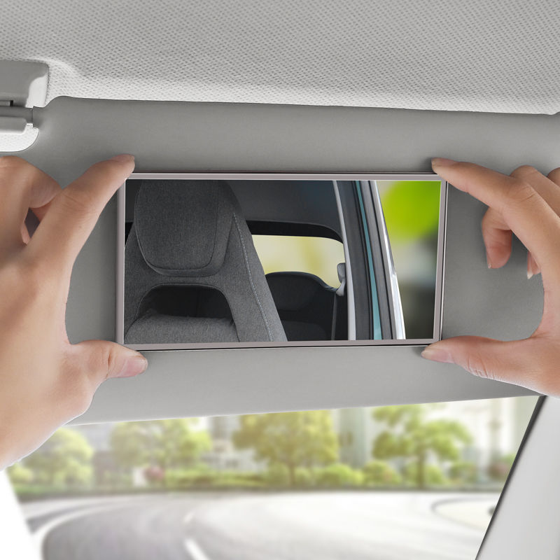 汽车遮阳板镜子车内通用加装薄款不锈钢内饰梳妆化妆镜美容镜用品