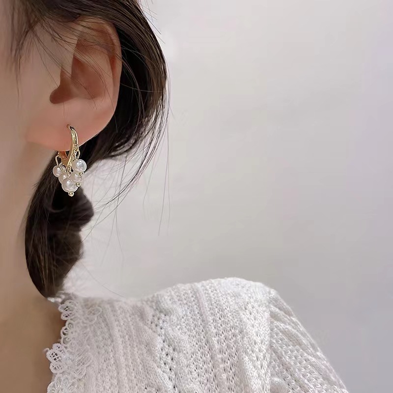 French Pearl Earrings High-Grade Light Luxury Minority Retro Elegant Earrings Women's Ear Clip New Fashion Earrings