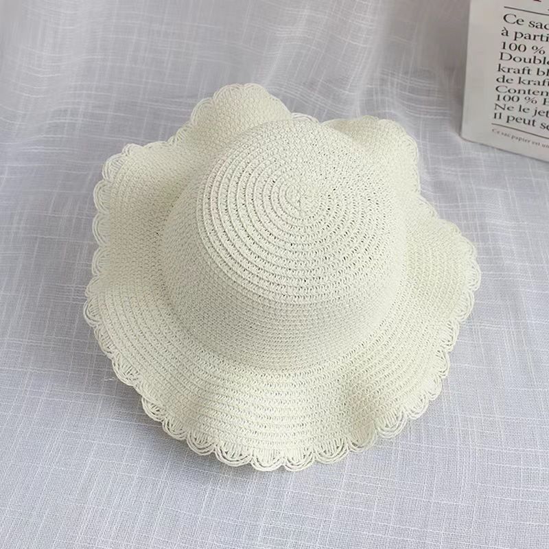[Sy Little Jasmine] Children's Sun Hat Spring and Summer New Multi-Pearl Lace Princess Ins Compiled Children's Straw Hat