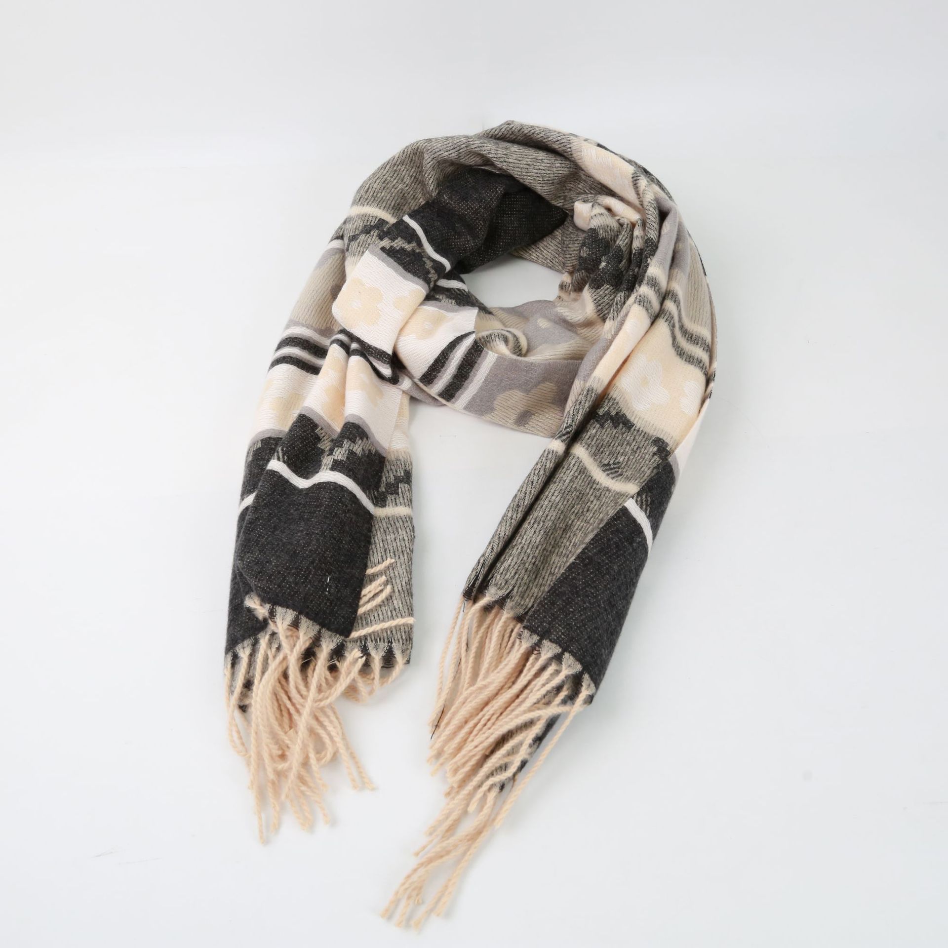 Women's Scarf New Autumn and Winter Thickened Artificial Cashmere Scarf Jacquard Thorn Warm Shawl