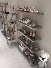 8KIJ服装店上墙不锈钢多层置物架鞋店包包架饰品货架壁挂式鞋架展