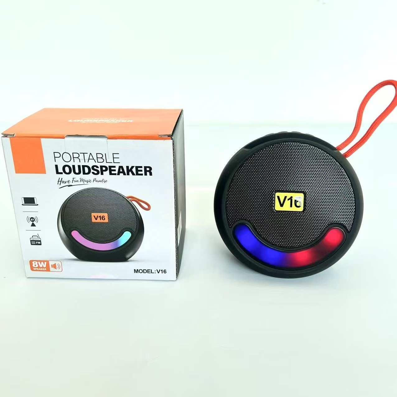 V-16蓝牙音响桌面氛围灯音箱户外便携低音炮无线插卡扩音器小钢炮