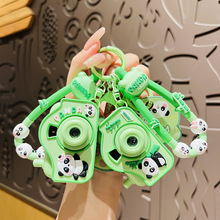 可爱熊猫投影相机汽车钥匙扣情侣发光玩具包包挂件创意小礼品批发