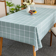 桌布防水防油免洗防烫格子PVC餐桌布中式美式茶几桌垫书桌布艺
