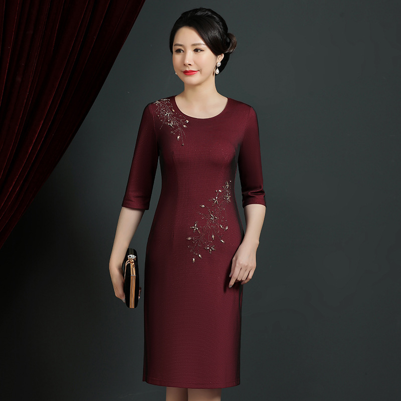 喜婆婆婚宴装2022年春夏新款新娘妈妈婚礼服高贵洋气长款连衣裙女