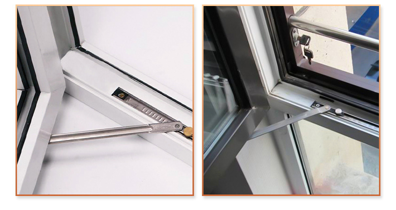 供应304不锈钢风撑二连杆断桥铝合金门窗塑钢平开窗户限位器配件